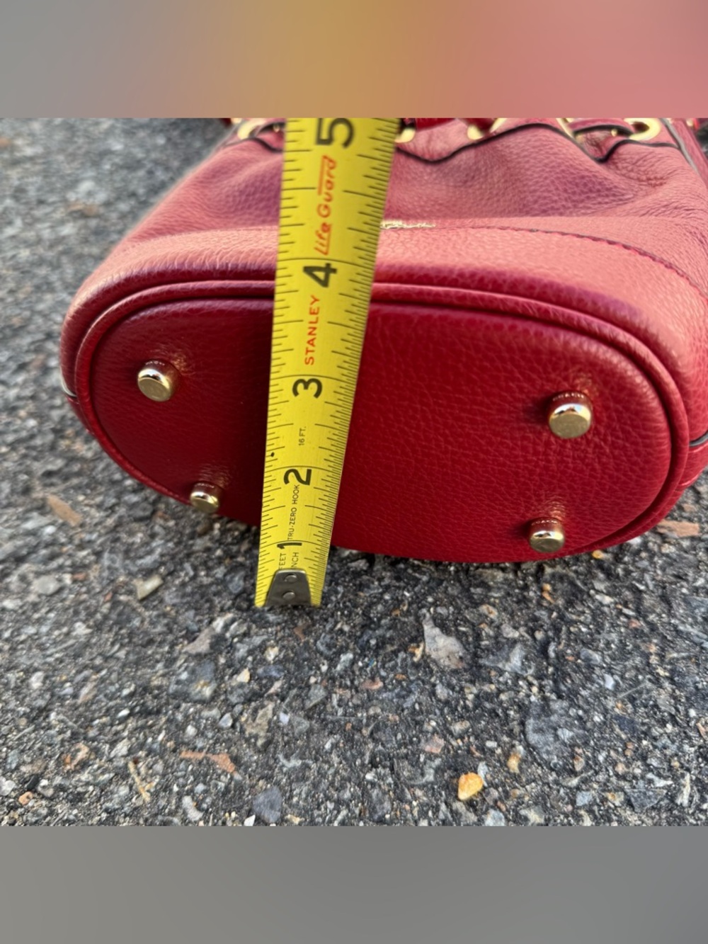 Coach Mini Dempsey Drawstring Leather Crossbody Shoulder Bucket Bag Cherry Red - Picture 11 of 12